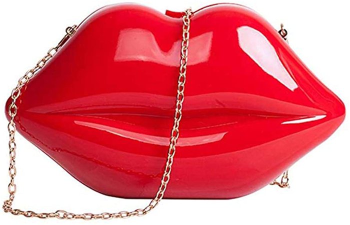 Women Lip Purses Evening Clutch Leather Lips-shaped Crossbody Bags Vintage Banquet Handbag, Red, One Size: Handbags: Amazon.com