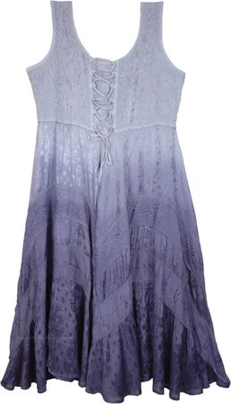Lavender Blue Ombre Style Long Tank Dress | Dresses | Blue | Sleeveless, Embroidered, Lace