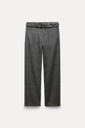WOOL BLEND WIDE LEG PANTS ZW COLLECTION - Gray marl | ZARA United States