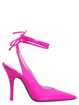 Attico Wrap Ankle Tie Satin Slingback Pumps In Pink | ModeSens