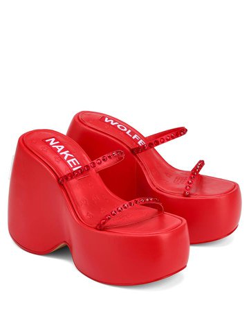 *clipped by @luci-her* Naked Wolfe Madison Red Platform Sandals