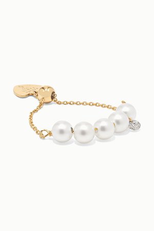 White Perlée 18-karat gold, pearl and diamond ring | Persée | NET-A-PORTER
