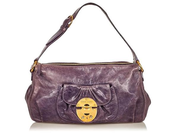 Miu Miu Purple Leather Shoulder Bag Pony-style calfskin ref.395915 - Joli Closet
