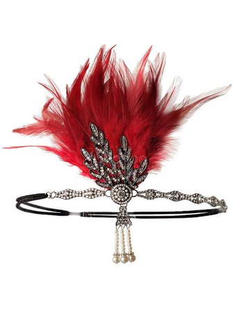 Flapper Dress Accessories Feather Rhinestone Halloween Black Flapper Headband 1920s Great Gatsby Accessory - Milanoo.com