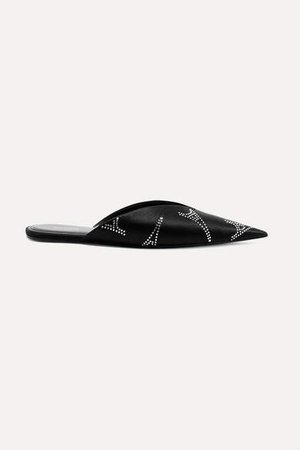 Knife Crystal-embellished Satin Slippers - Black