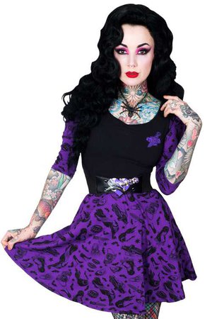 Elvira Purple Skater Dress by Kreepsville 666 | Ladies