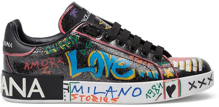 Portofino glitter graffiti sneakers