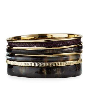 Akola Adoria Horn and Metal Bangle Bracelets