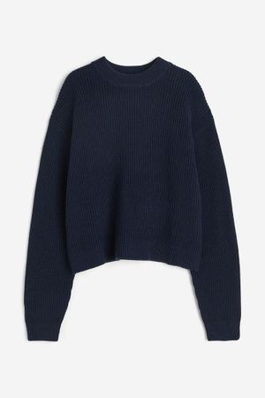 Rib-knit Sweater - Navy blue - Ladies | H&M US