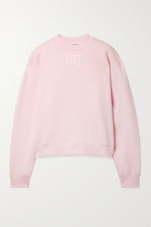 Pink Printed cotton-blend jersey sweatshirt | alexanderwang.t | NET-A-PORTER
