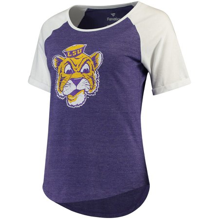 LSU Tigers Fanatics Branded Women's Vault Primary Logo Raglan Tri-Blend T-Shirt - Purple/White