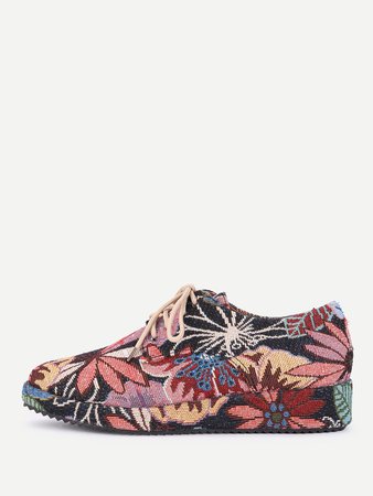 Lace Up Jacquard Sneakers