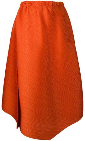micro-pleated asymmetric skirt