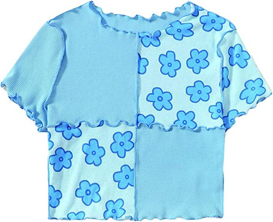 Amazon.com: WDIRARA Girl's Tie Dye Butterfly Print Short Sleeve Lettuce Trim Tops T Shirt: Clothing, Shoes & Jewelry