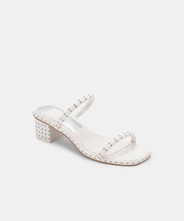 RIYA STUDDED SANDALS IN OFF WHITE LEATHER – Dolce Vita
