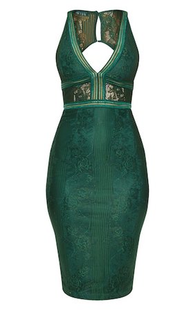 Emerald Green Open Back Midi Dress | Dresses | PrettyLittleThing