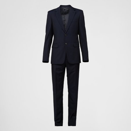 Navy Single Breasted Wool And Mohair Suit | Prada