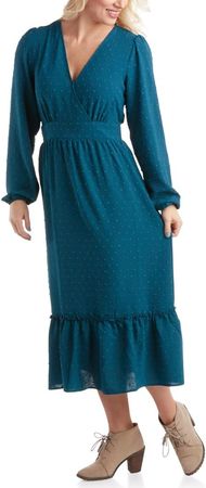 Lucky Brand Women's Dress - Long Sleeve V-Neck Midi Dress - Boho Peasant Sleeve Tiered Casual Dress for Women, S-XL at Amazon Women’s Clothing store