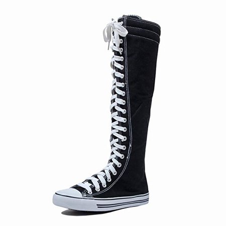 Amazon.com | West Blvd Sneaker Boots Black White Canvas, Sneaker Black White Canvas 10 | Fashion Sneakers