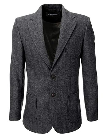 FLATSEVEN Mens Herringbone Wool Blazer Jacket with Elbow Patches at Amazon Men’s Clothing store: