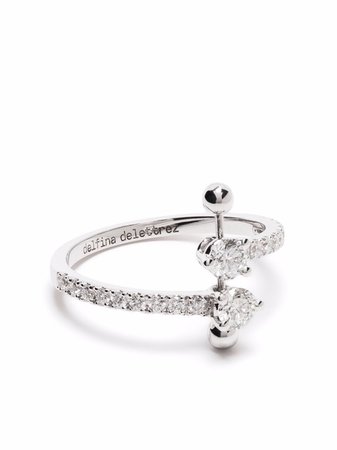 Delfina Delettrez 18kt white gold Two-in-One Contrarie diamond ring - FARFETCH