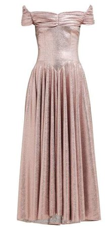 Nicoletta Off The Shoulder Lame Gown - Womens - Pink