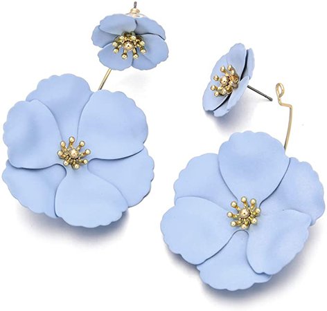 Amazon.com: Metal Poppy Flower Dangle Earring- Matte Painted Dual Flower Floral Petal Tiered Drop for Women: Clothing