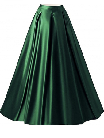 long evergreen silk skirt