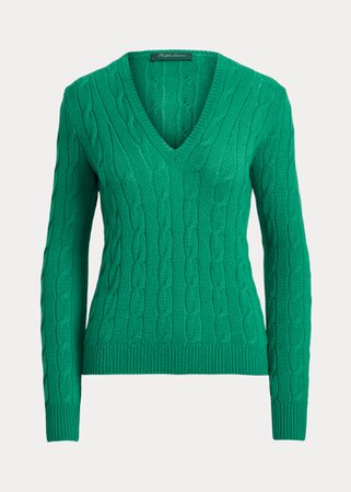 Cable-Knit Cashmere V-Neck Sweater