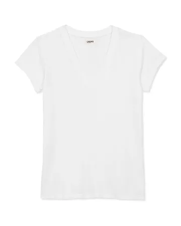 L'AGENCE Becca Cotton V-Neck Tee | Bloomingdale's
