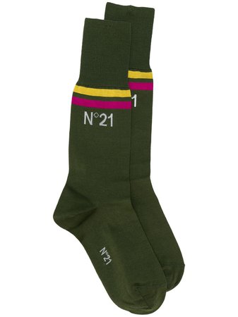 Nº21 Striped Logo Socks - Farfetch