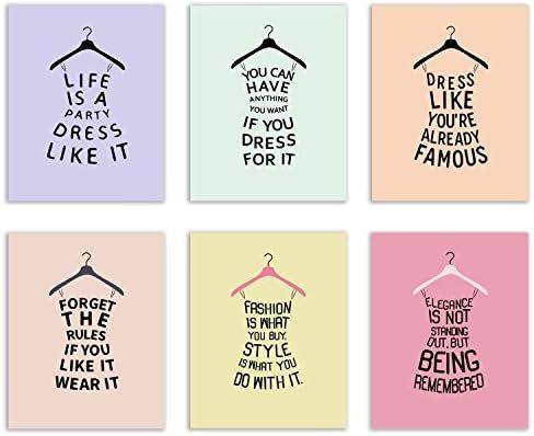 Amazon.com: CRYSTAL CANVAS Cute Dress Hanger Quote Prints - Set of 6 (8x10 Inches) Glossy Wall Art Decor Photos Fashion Silhouette Typography: Posters & Prints