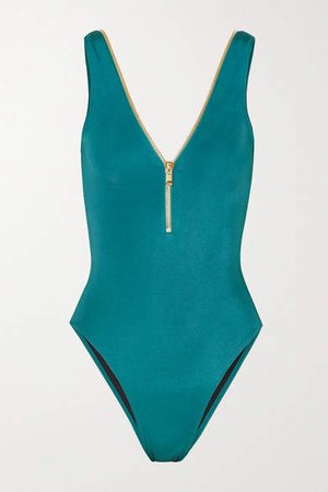 Oye Swimwear OYE Swimwear - Lea Zip-detailed Swimsuit - Teal