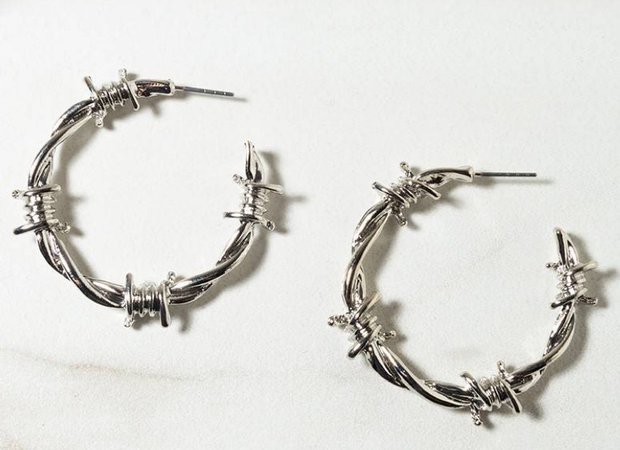 Akita barber wire hoop earrings