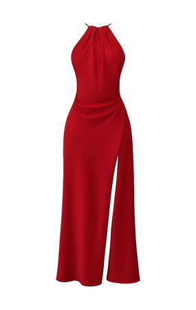 Zanab' Red Rose Thigh Slit Maxi Dress