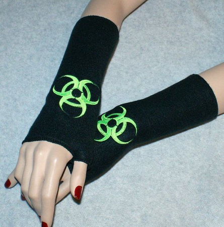 green black toxic arm warmers