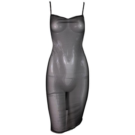 1998 Gucci by Tom Ford Sheer Black Mesh Fishnet Wiggle Dress For Sale at 1stdibs