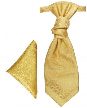 Gold cravat and pocket square - ascot tie