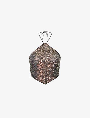 OSEREE - Netquins sequin-embellished woven top | Selfridges.com