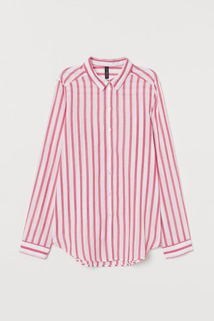 Cotton Shirt - White/red striped - Ladies | H&M US