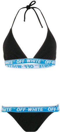 ribbed logo straps bikini