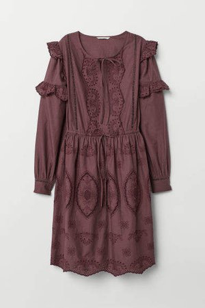 Dress with Eyelet Embroidery - Red