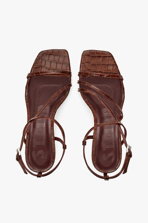 STAUD Shoes | GITA SANDAL | BROWN CROC EMBOSSED