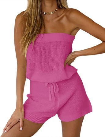 Amazon.com: Chang Yun Womens Summer Jumpsuits Casual Loose Sleeveless Off Shoulder Elastic Waist Romper Loungewear Two Piece Outfits : Clothing, Shoes & Jewelry