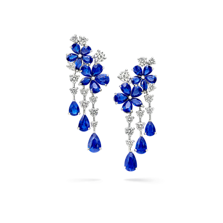 Sapphire & Diamond Double Flower Earrings | Carissa | Graff