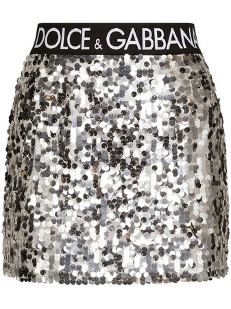 Dolce & Gabbana sequin-embellished logo-waistband Mini Skirt - Farfetch