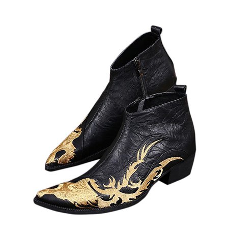 Men's Cowboy / Western Boots Fall / Winter Vintage / Chinoiserie Wedding Party & Evening Boots Walking Shoes Nappa Leather Height-increasing Booties / Ankle Boots Black 6407511 2020 – £67.74
