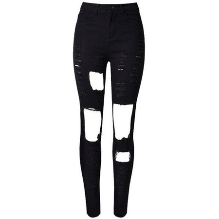 Black Cut Out Rips Detail Skinny Jeans