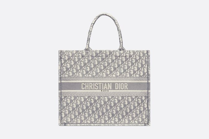 Dior Book Tote Gray Dior Oblique Embroidery | DIOR