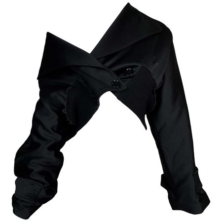 F/W 2003 Dolce and Gabbana Runway Black Baggy Cropped Jacket For Sale at 1stDibs